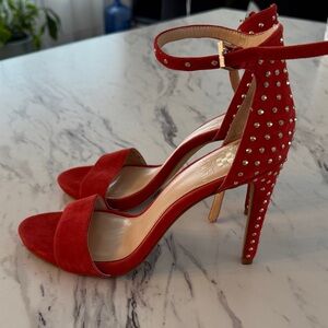 Vince Camuto Elegant Red Orange Studded Heels